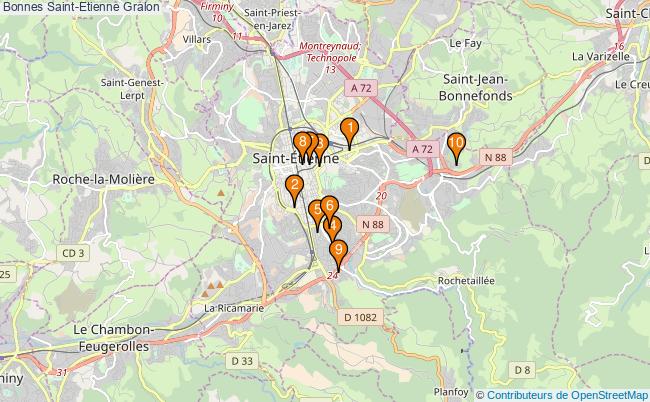 plan Bonnes Saint-Etienne Associations Bonnes Saint-Etienne : 14 associations