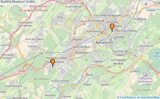 plan Bowling Besançon Associations bowling Besançon : 3 associations