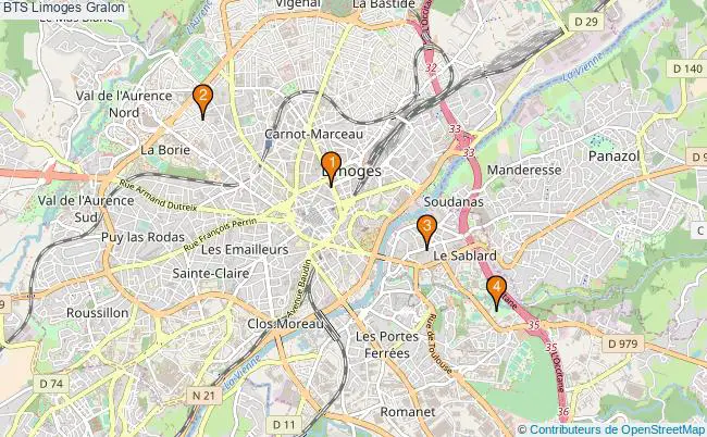 plan BTS Limoges Associations BTS Limoges : 5 associations