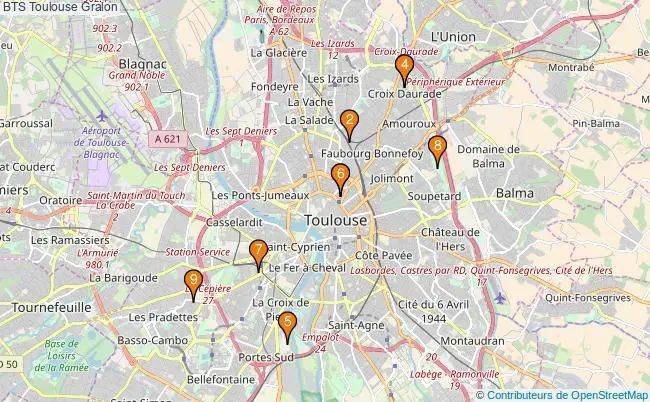 plan BTS Toulouse Associations BTS Toulouse : 13 associations