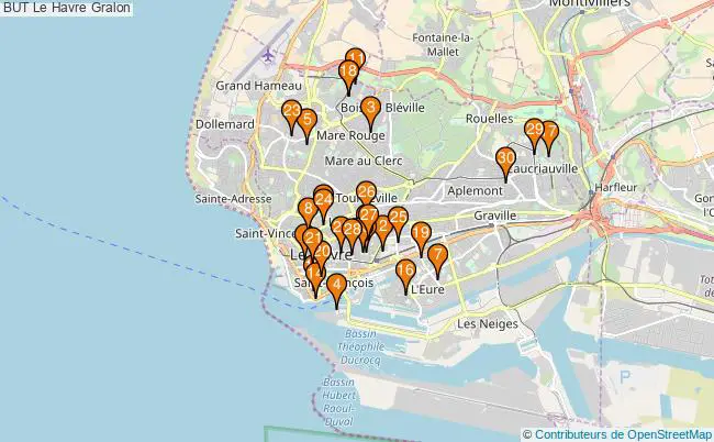 plan BUT Le Havre Associations BUT Le Havre : 41 associations