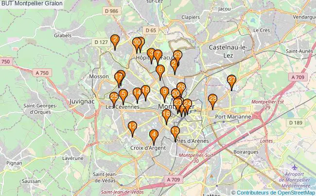 plan BUT Montpellier Associations BUT Montpellier : 53 associations