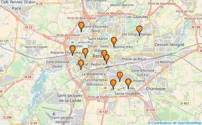 plan Café Rennes Associations Café Rennes : 14 associations