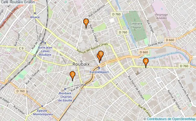 plan Café Roubaix Associations Café Roubaix : 7 associations