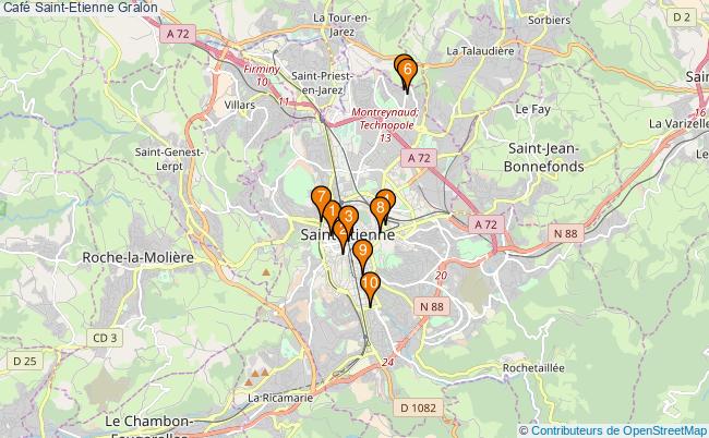 plan Café Saint-Etienne Associations Café Saint-Etienne : 11 associations