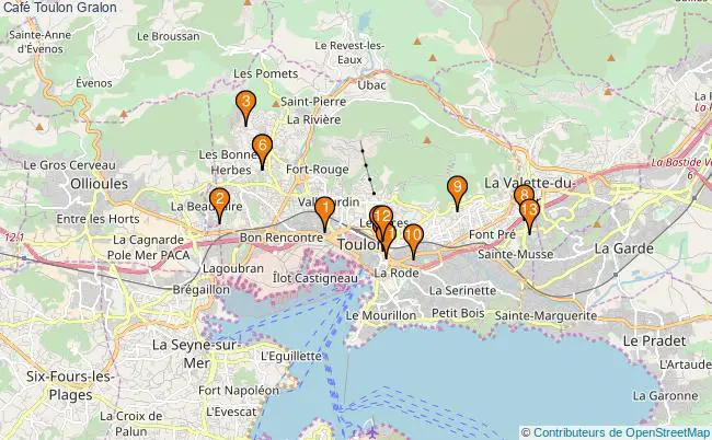 plan Café Toulon Associations Café Toulon : 14 associations