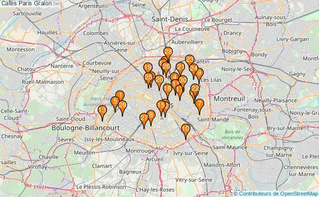 plan Cafés Paris Associations Cafés Paris : 55 associations