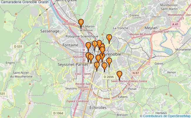 plan Camaraderie Grenoble Associations Camaraderie Grenoble : 16 associations