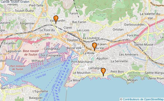plan Canoë Toulon Associations canoë Toulon : 3 associations