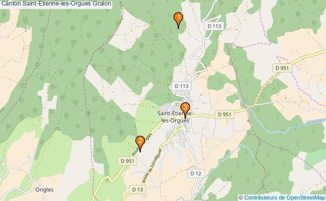 plan Canton Saint-Etienne-les-Orgues Associations canton Saint-Etienne-les-Orgues : 2 associations
