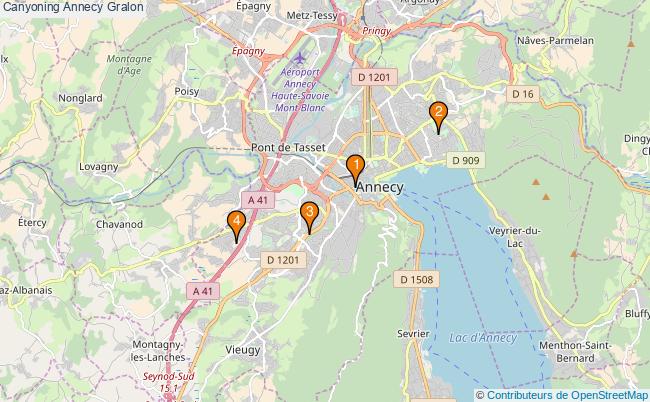 plan Canyoning Annecy Associations canyoning Annecy : 3 associations