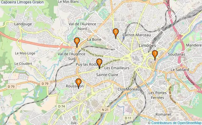 plan Capoeira Limoges Associations capoeira Limoges : 6 associations