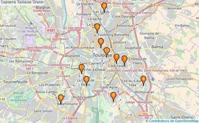 plan Capoeira Toulouse Associations capoeira Toulouse : 13 associations