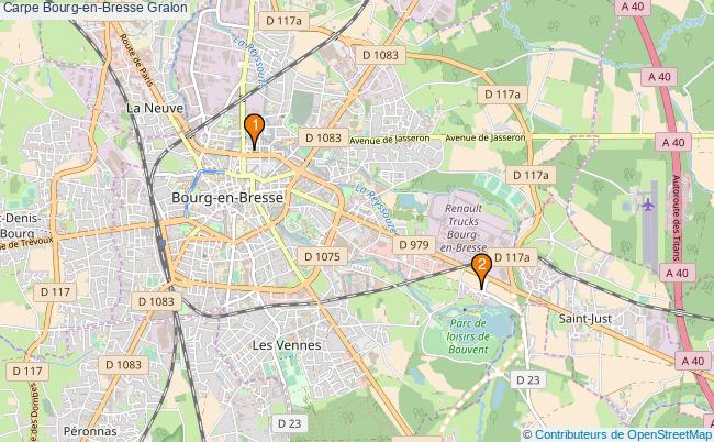 plan Carpe Bourg-en-Bresse Associations carpe Bourg-en-Bresse : 3 associations