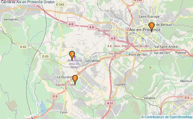 plan Carrières Aix en Provence Associations carrières Aix en Provence : 6 associations
