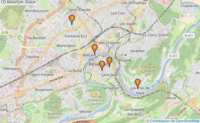 plan CD Besançon Associations CD Besançon : 5 associations