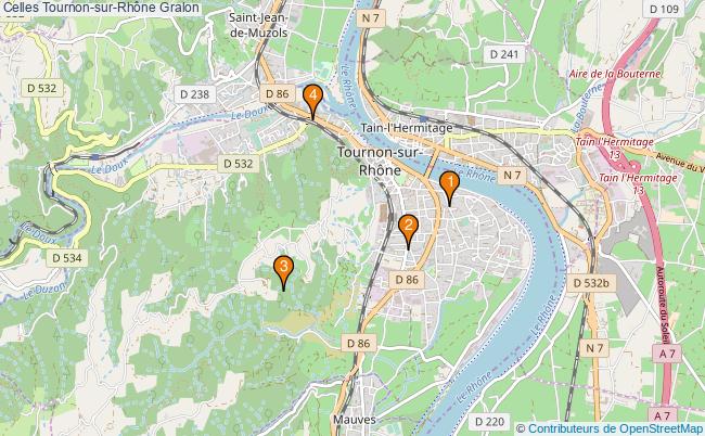plan Celles Tournon-sur-Rhône Associations Celles Tournon-sur-Rhône : 4 associations
