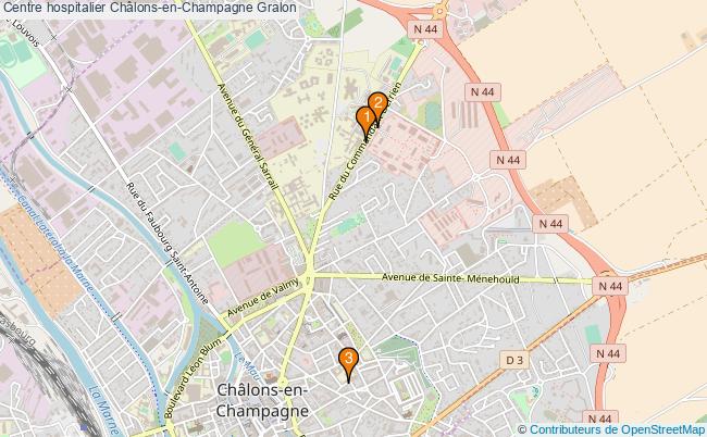 plan Centre hospitalier Châlons-en-Champagne Associations centre hospitalier Châlons-en-Champagne : 3 associations