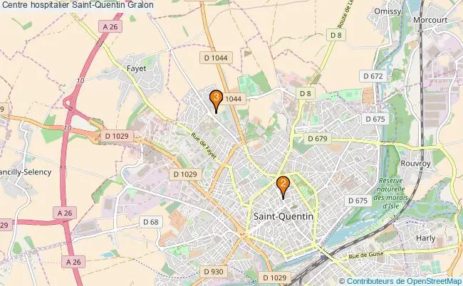 plan Centre hospitalier Saint-Quentin Associations centre hospitalier Saint-Quentin : 3 associations