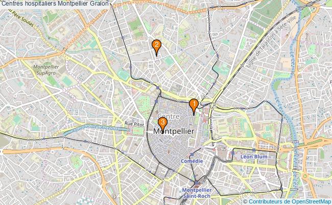 plan Centres hospitaliers Montpellier Associations centres hospitaliers Montpellier : 3 associations