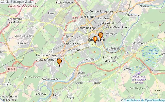 plan Cercle Besançon Associations cercle Besançon : 4 associations