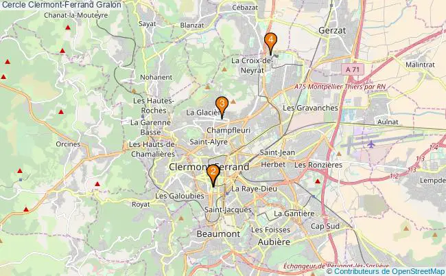 plan Cercle Clermont-Ferrand Associations cercle Clermont-Ferrand : 3 associations