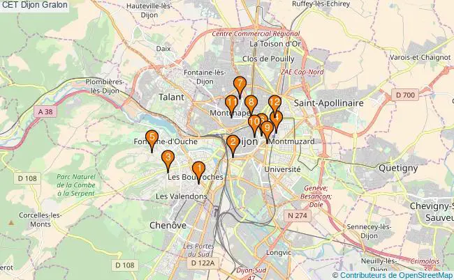 plan CET Dijon Associations CET Dijon : 12 associations