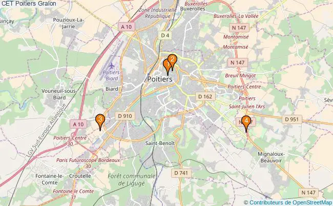 plan CET Poitiers Associations CET Poitiers : 4 associations
