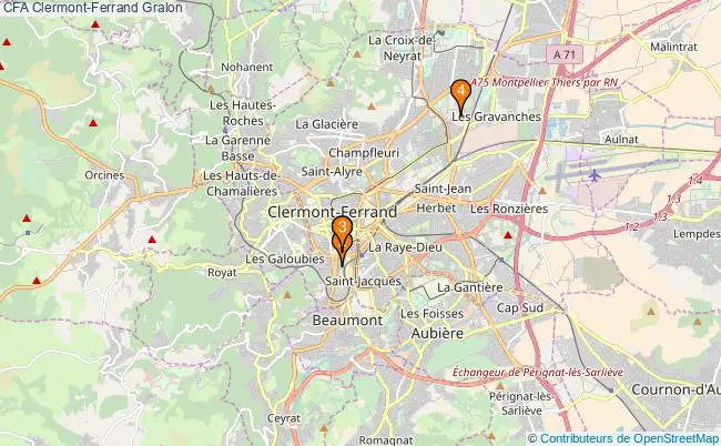 plan CFA Clermont-Ferrand Associations CFA Clermont-Ferrand : 5 associations