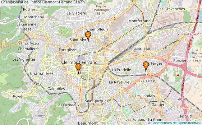 plan Championnat de France Clermont-Ferrand Associations championnat de France Clermont-Ferrand : 3 associations