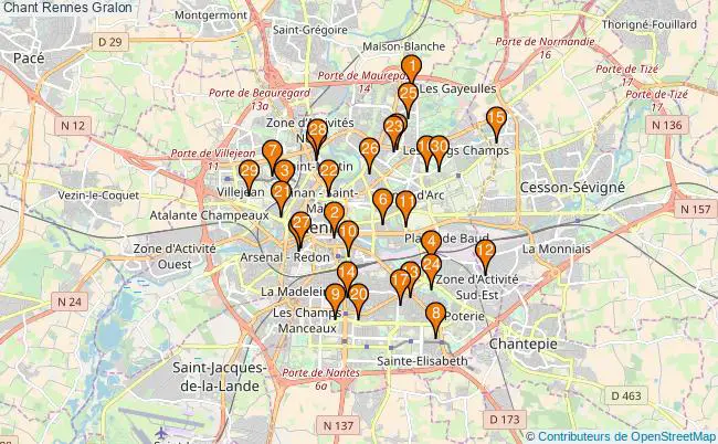 plan Chant Rennes Associations chant Rennes : 71 associations