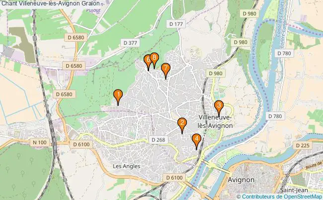 plan Chant Villeneuve-lès-Avignon Associations chant Villeneuve-lès-Avignon : 9 associations