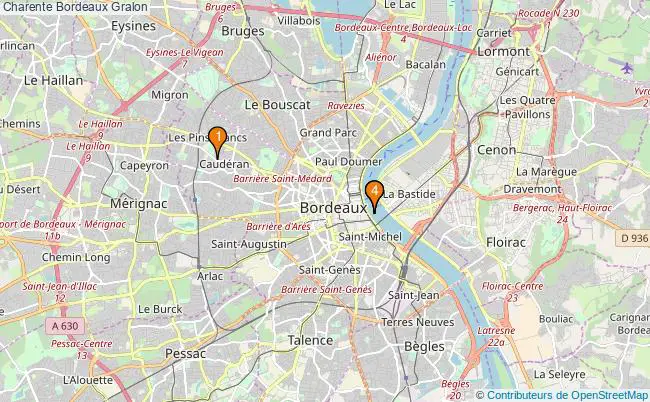 plan Charente Bordeaux Associations Charente Bordeaux : 4 associations