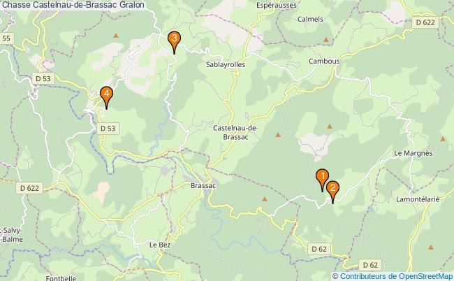 plan Chasse Castelnau-de-Brassac Associations chasse Castelnau-de-Brassac : 4 associations