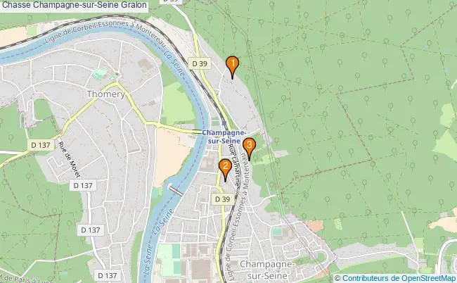 plan Chasse Champagne-sur-Seine Associations chasse Champagne-sur-Seine : 3 associations