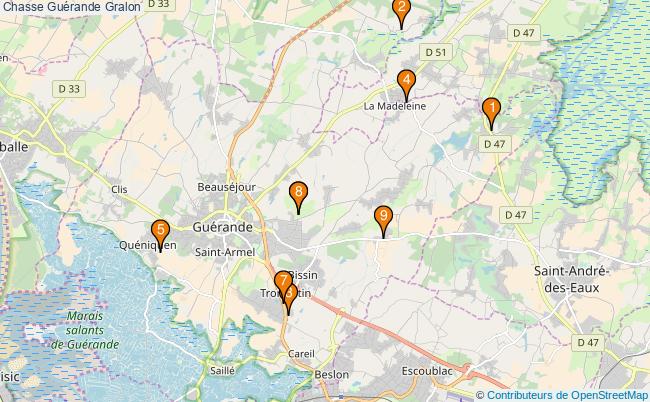 plan Chasse Guérande Associations chasse Guérande : 11 associations