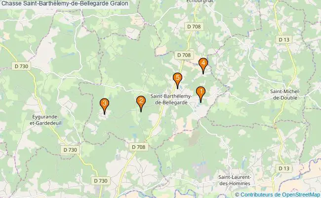 plan Chasse Saint-Barthélemy-de-Bellegarde Associations chasse Saint-Barthélemy-de-Bellegarde : 5 associations