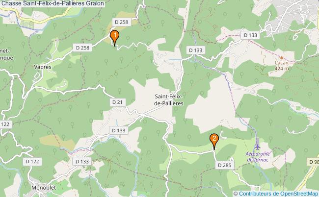 plan Chasse Saint-Félix-de-Pallières Associations chasse Saint-Félix-de-Pallières : 2 associations