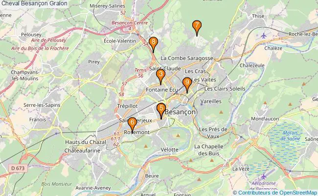 plan Cheval Besançon Associations Cheval Besançon : 7 associations