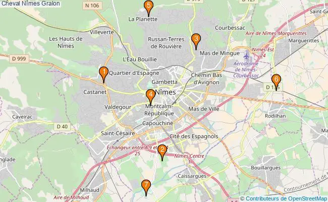 plan Cheval Nîmes Associations Cheval Nîmes : 7 associations