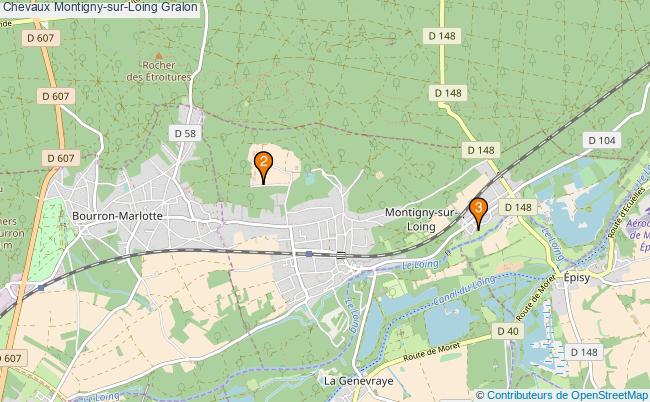 plan Chevaux Montigny-sur-Loing Associations chevaux Montigny-sur-Loing : 3 associations