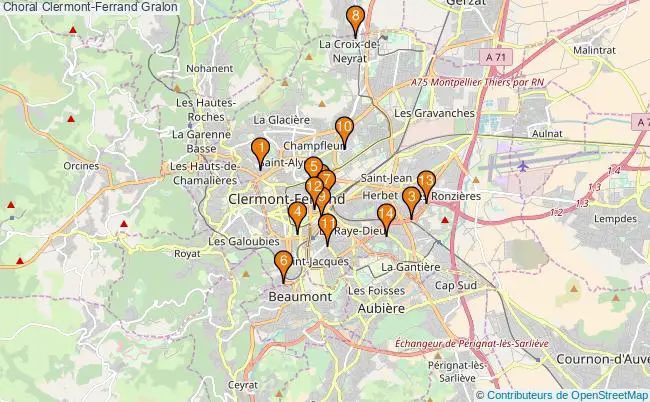 plan Choral Clermont-Ferrand Associations choral Clermont-Ferrand : 14 associations