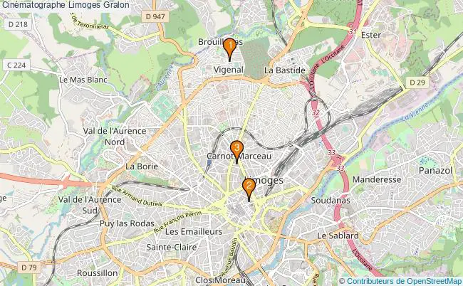 plan Cinématographe Limoges Associations cinématographe Limoges : 3 associations
