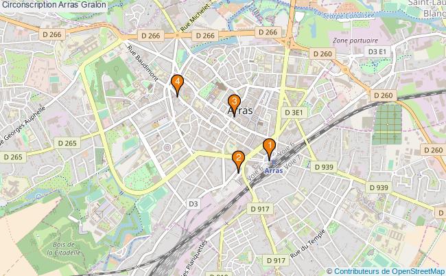 plan Circonscription Arras Associations circonscription Arras : 4 associations