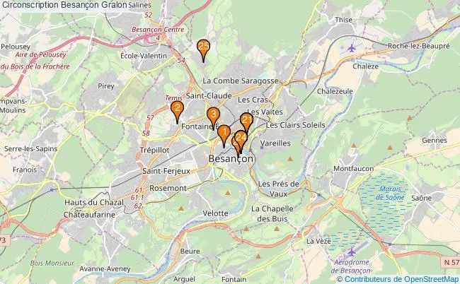 plan Circonscription Besançon Associations circonscription Besançon : 25 associations