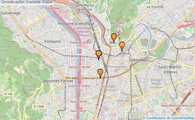 plan Circonscription Grenoble Associations circonscription Grenoble : 21 associations