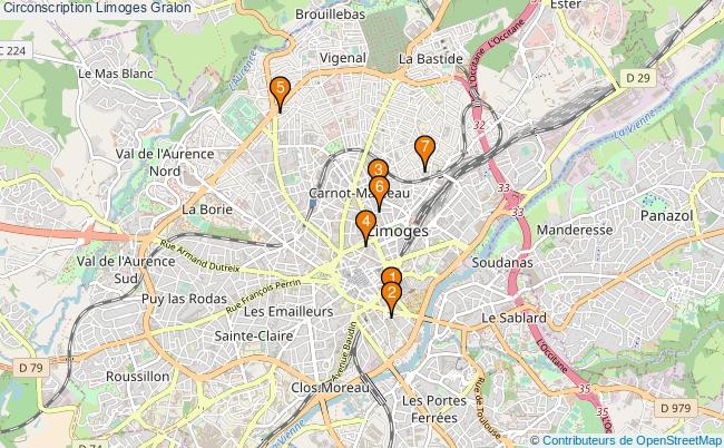 plan Circonscription Limoges Associations circonscription Limoges : 7 associations