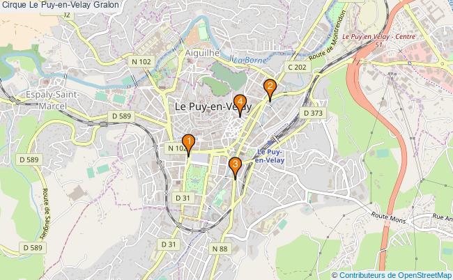 plan Cirque Le Puy-en-Velay Associations cirque Le Puy-en-Velay : 4 associations