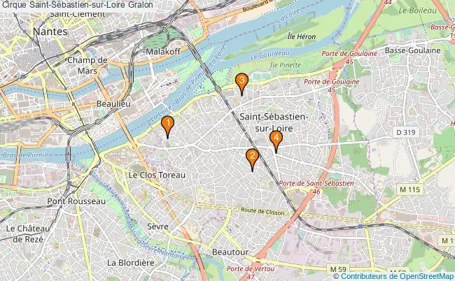 plan Cirque Saint-Sébastien-sur-Loire Associations cirque Saint-Sébastien-sur-Loire : 5 associations