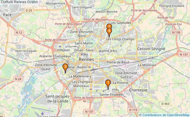 plan Coiffure Rennes Associations coiffure Rennes : 6 associations